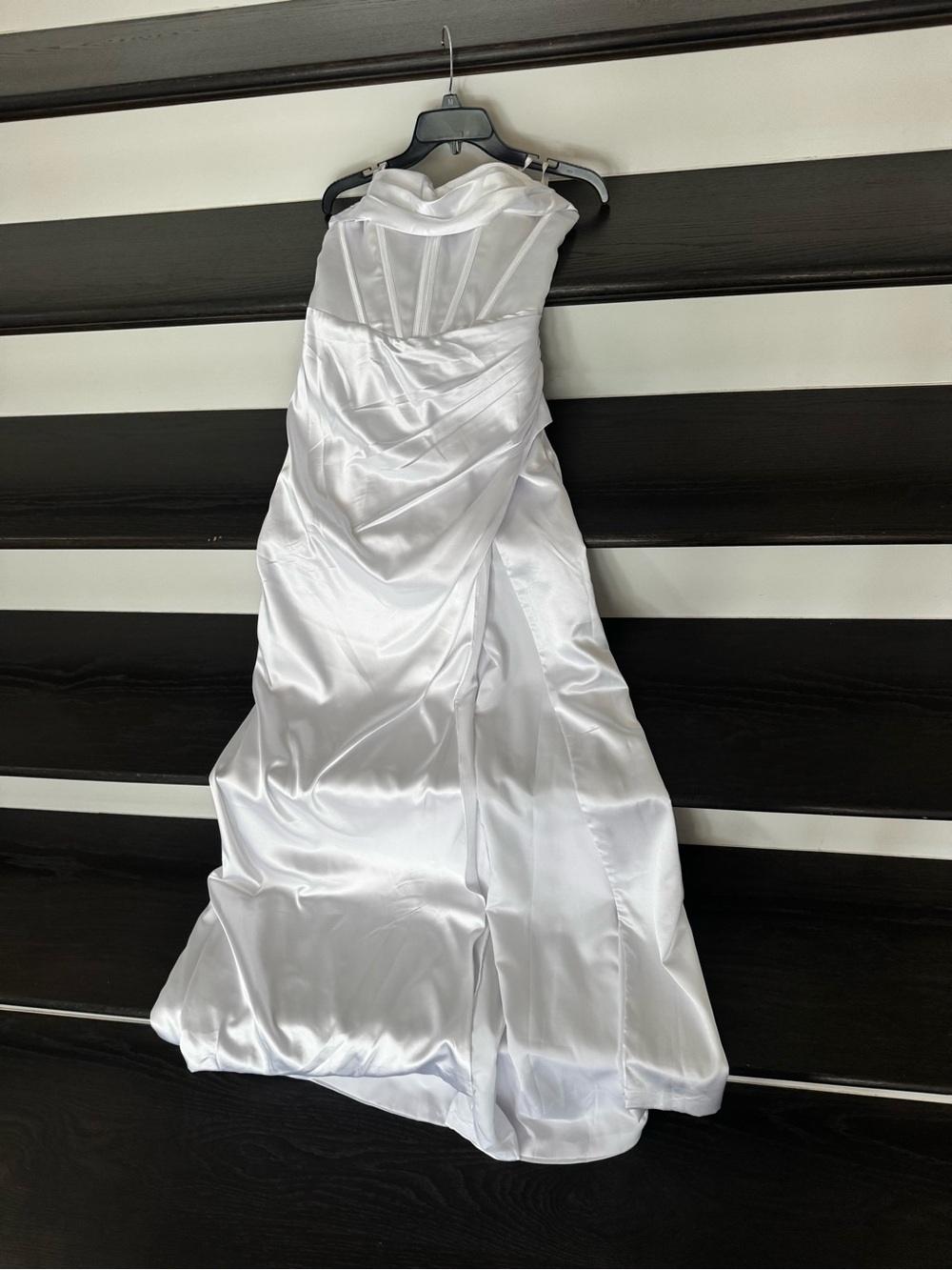 White Satin Evening Gown